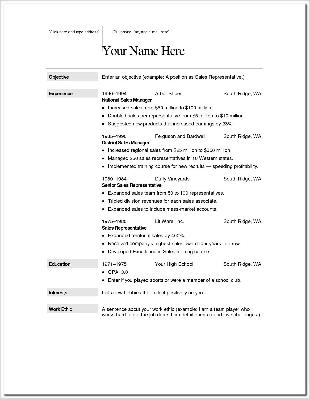 Free Resume Template Download Mac