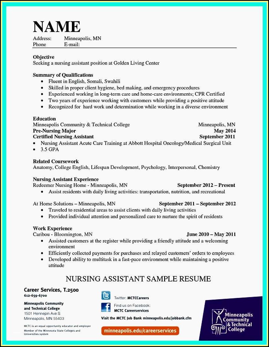 Free Resume Template For Cna