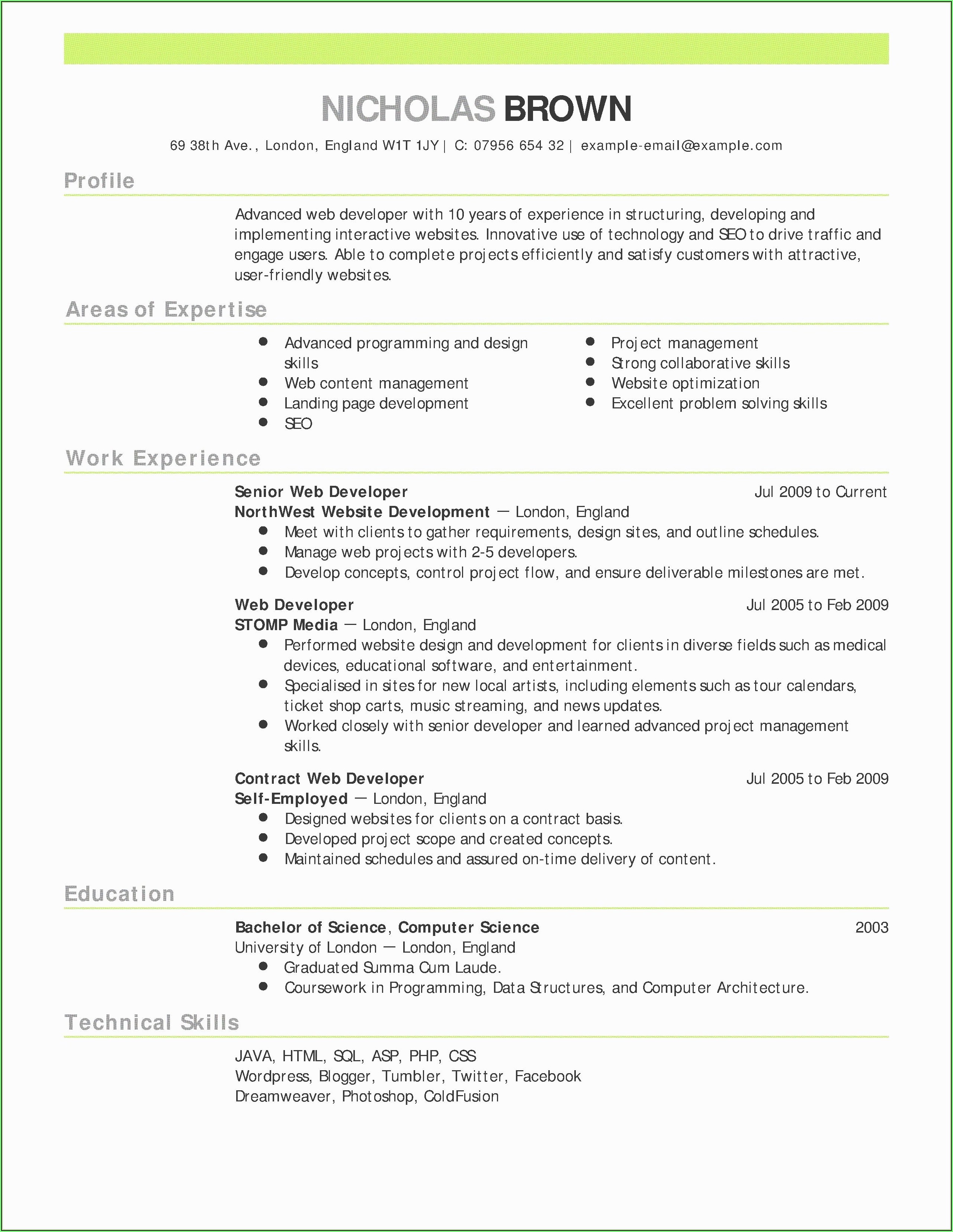 Free Resume Template For College Student