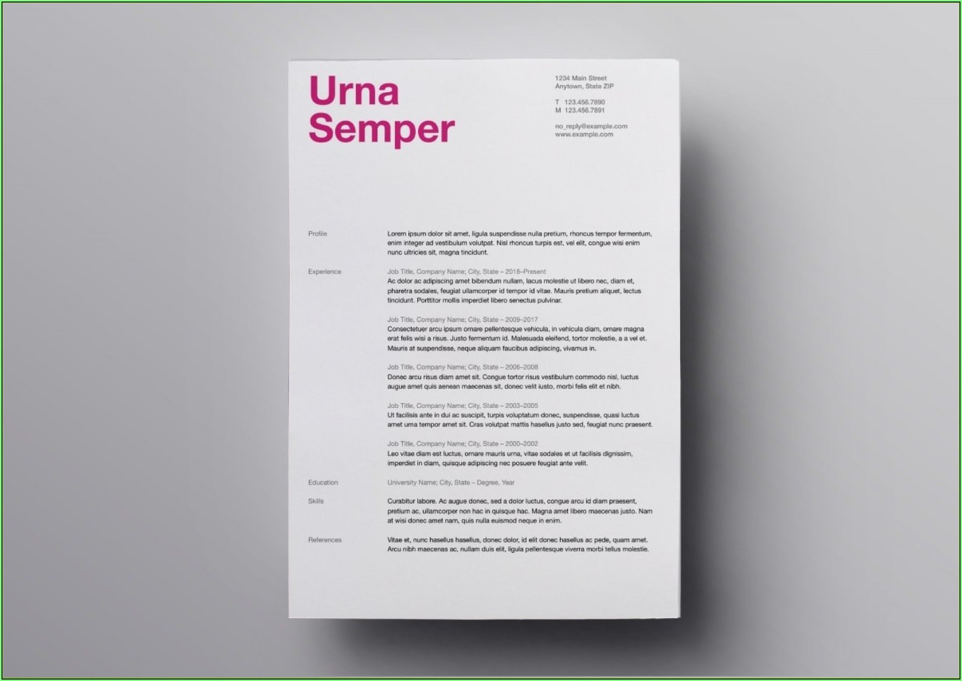 Free Resume Template Mac Pages