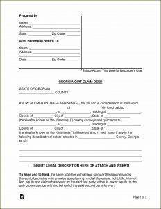 Georgia Quit Claim Deed Form Word