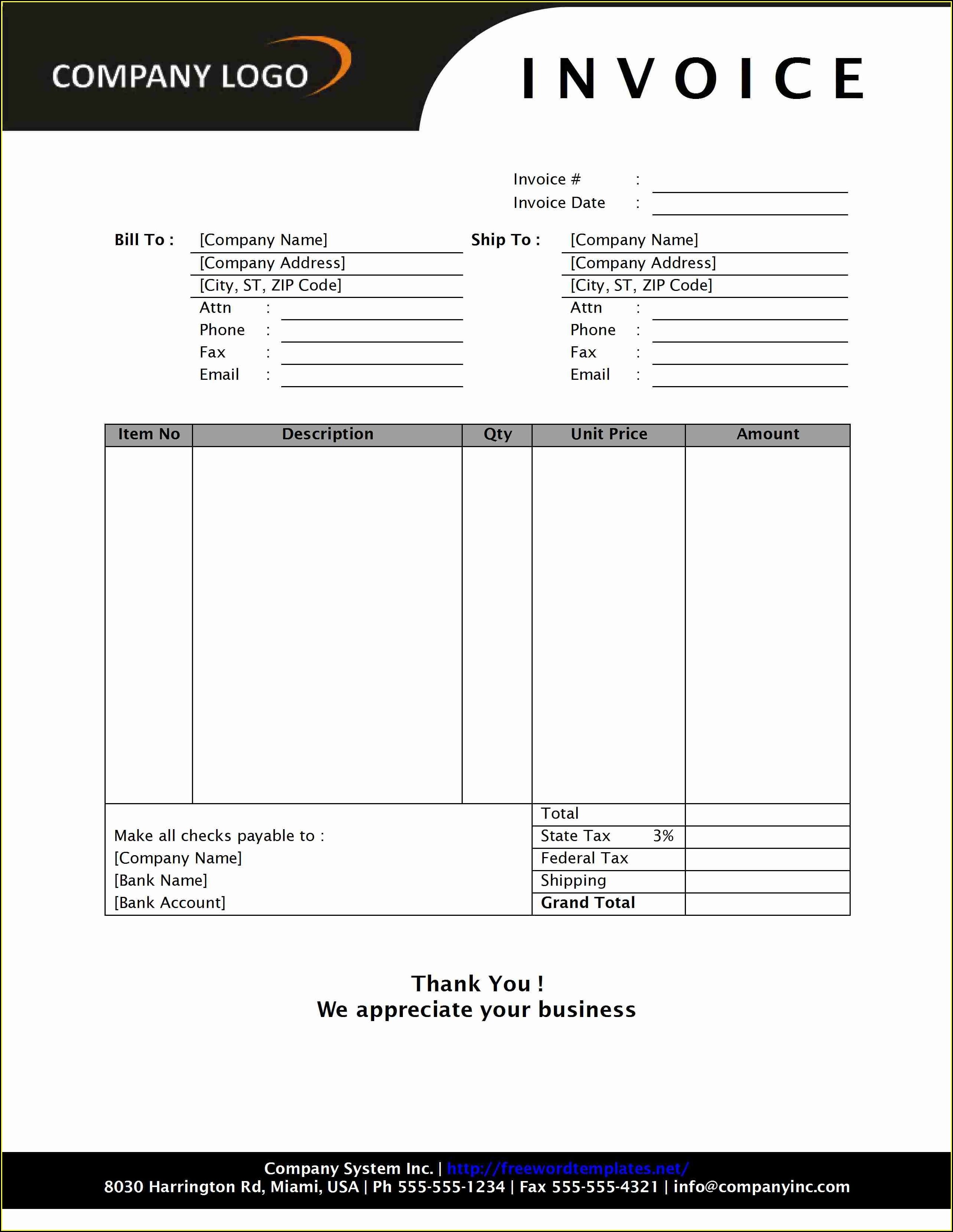 Invoice Templates Excel Free Download