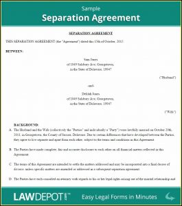 Legal Separation Agreement Template