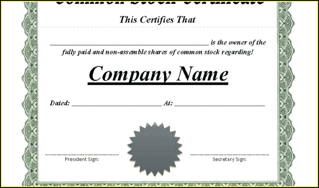 Limited Company Share Certificate Template