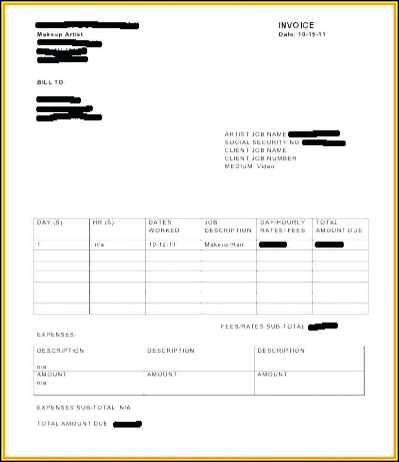 Makeup Artist Invoice Template Sample