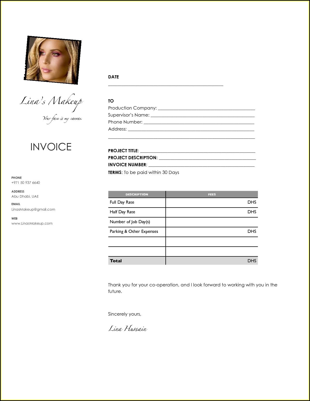 Makeup Artist Invoice Template