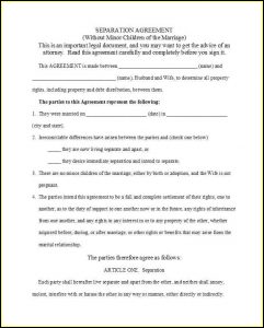 Marriage Separation Agreement Template Australia