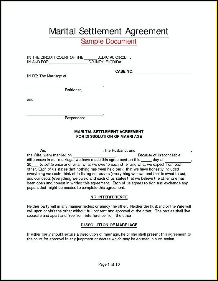 Marriage Separation Agreement Template Uk