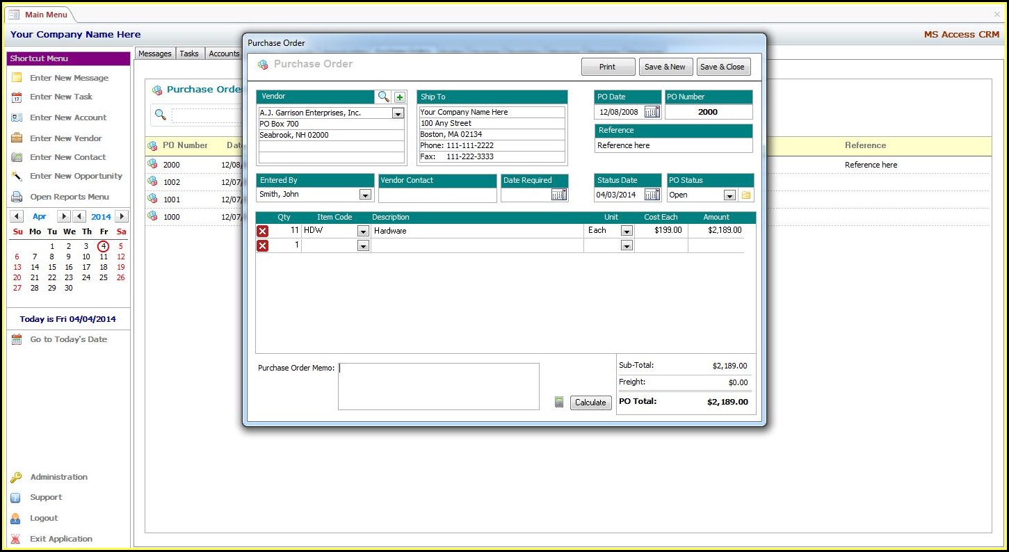 Microsoft Access Crm Database Template Free