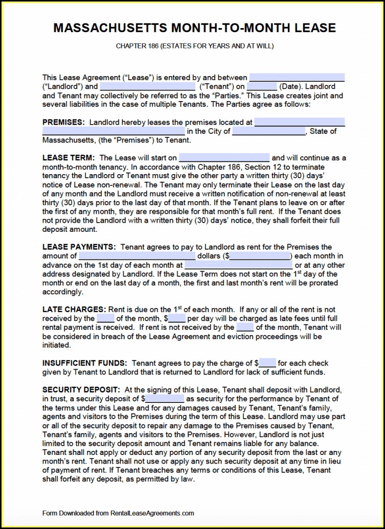 Month To Month Rental Agreement Template Word