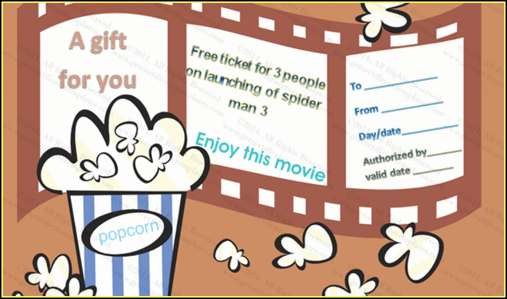 Movie Ticket Gift Certificate Template