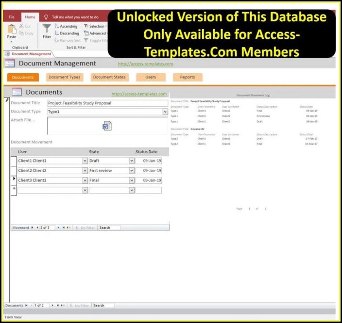Ms Access Project Management Database Template