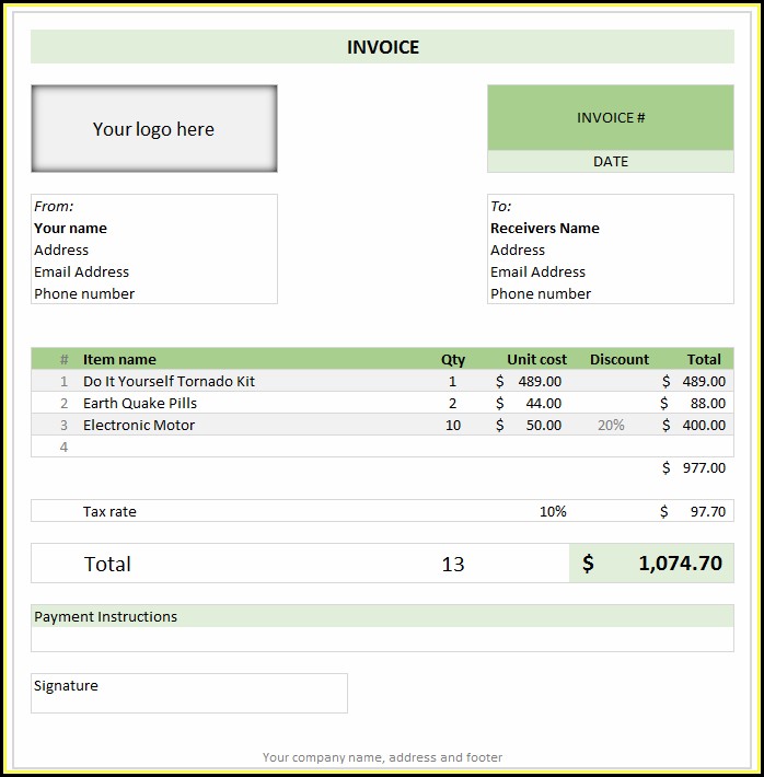 Ms Invoice Template Free Excel