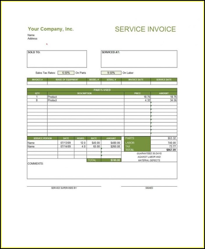 Ms Invoice Template Free Word