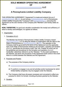 Multi Member Llc Operating Agreement Template Pennsylvania