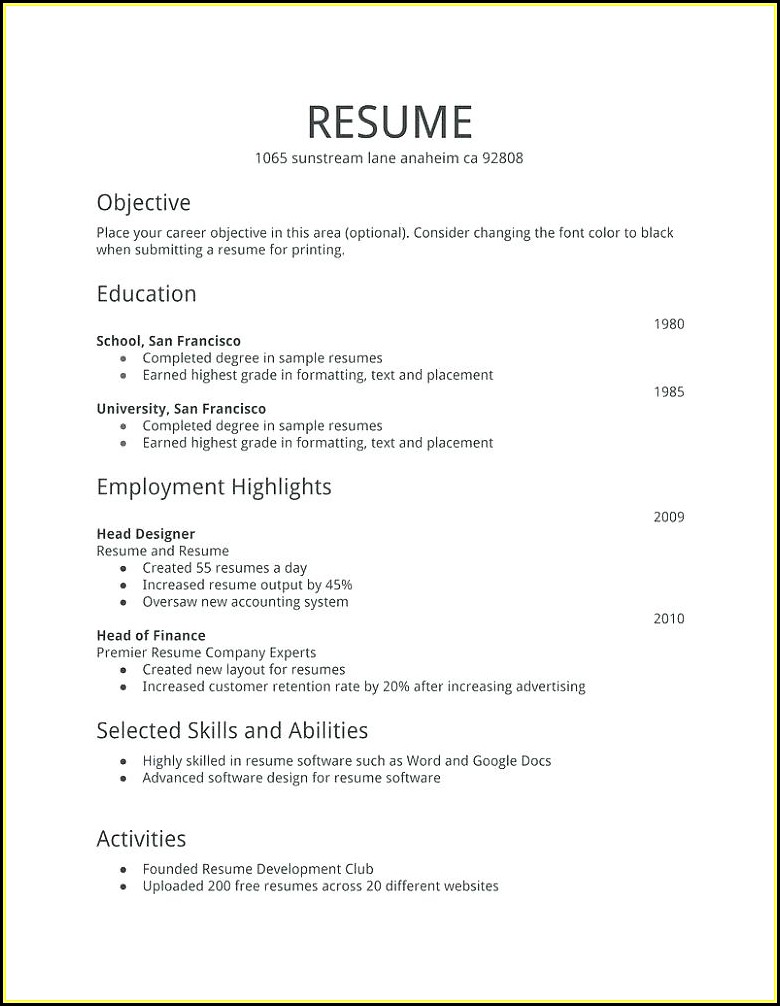 My First Resume Template Free