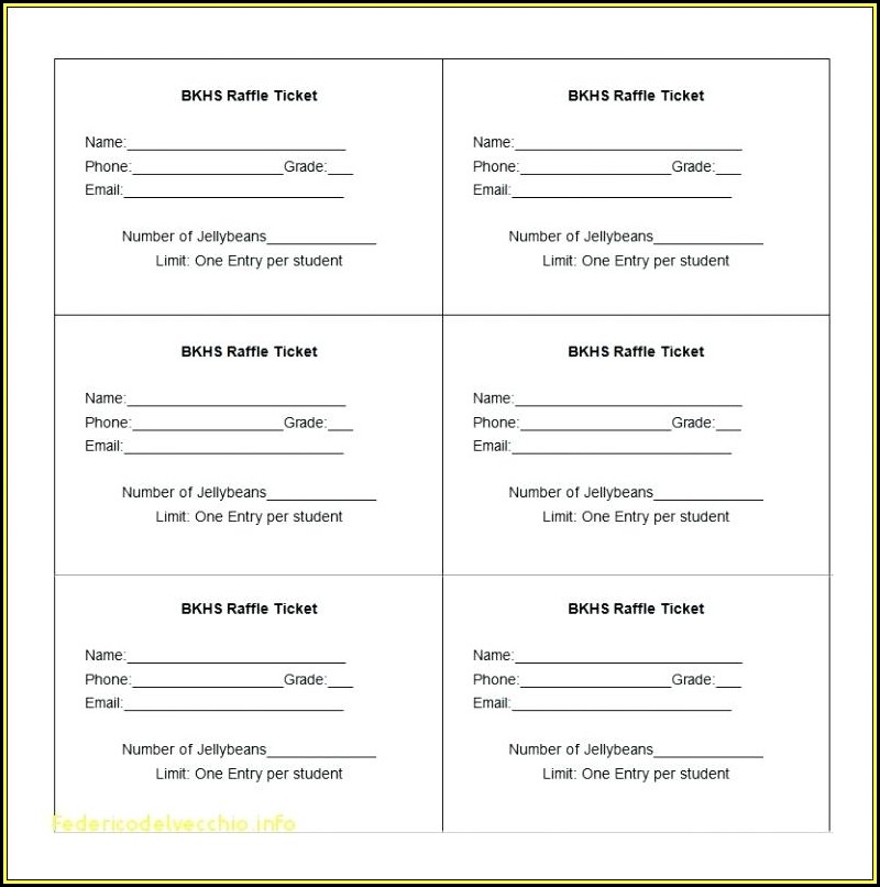 Numbered Event Ticket Template Word