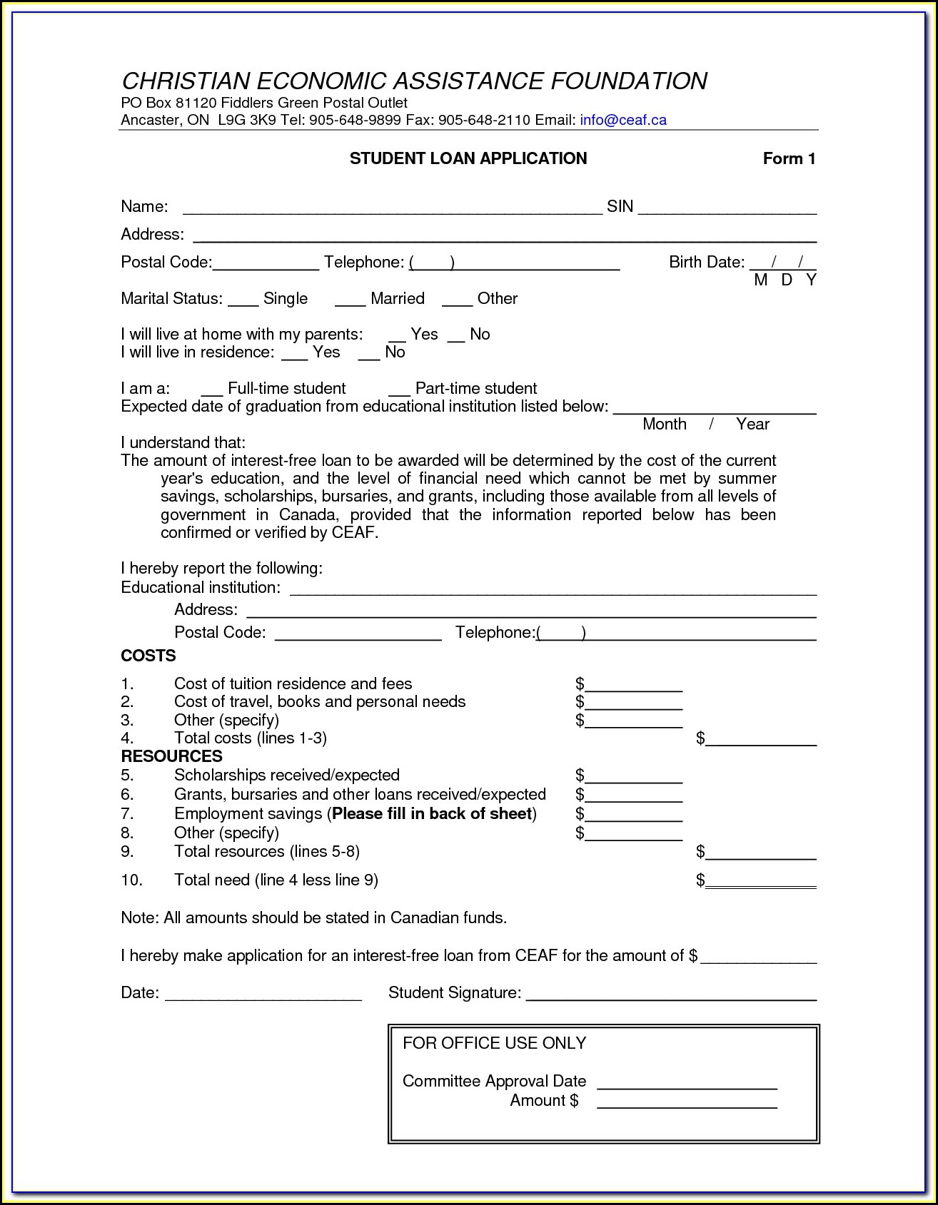 Personal Loan Application Form Template Free
