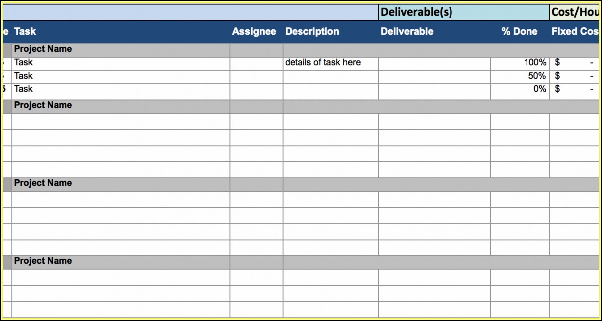 Project Task Tracker Excel Template Free