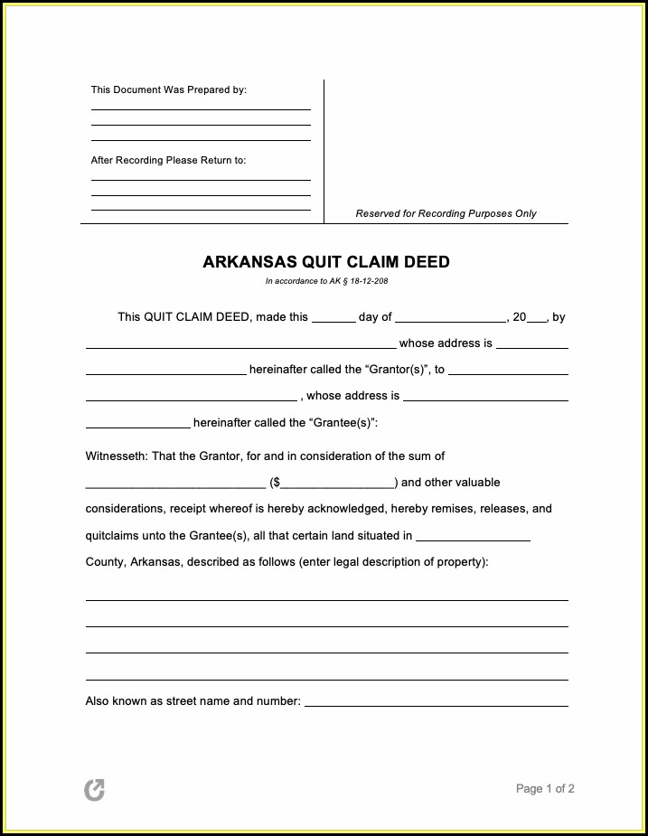 Quit Claim Deed Form Word