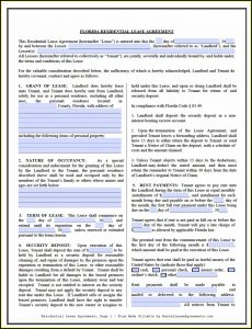 Residential Lease Agreement Template Florida