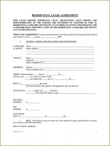 Residential Lease Template Florida
