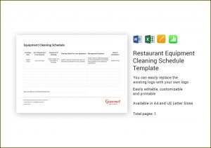 Restaurant Cleaning Schedule Template Excel