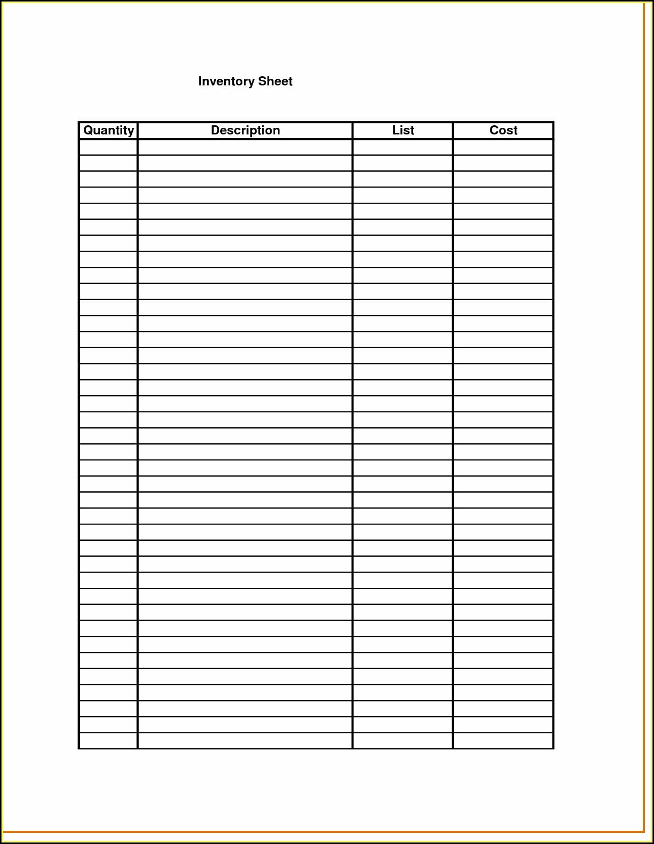 Restaurant Inventory Management Excel Template