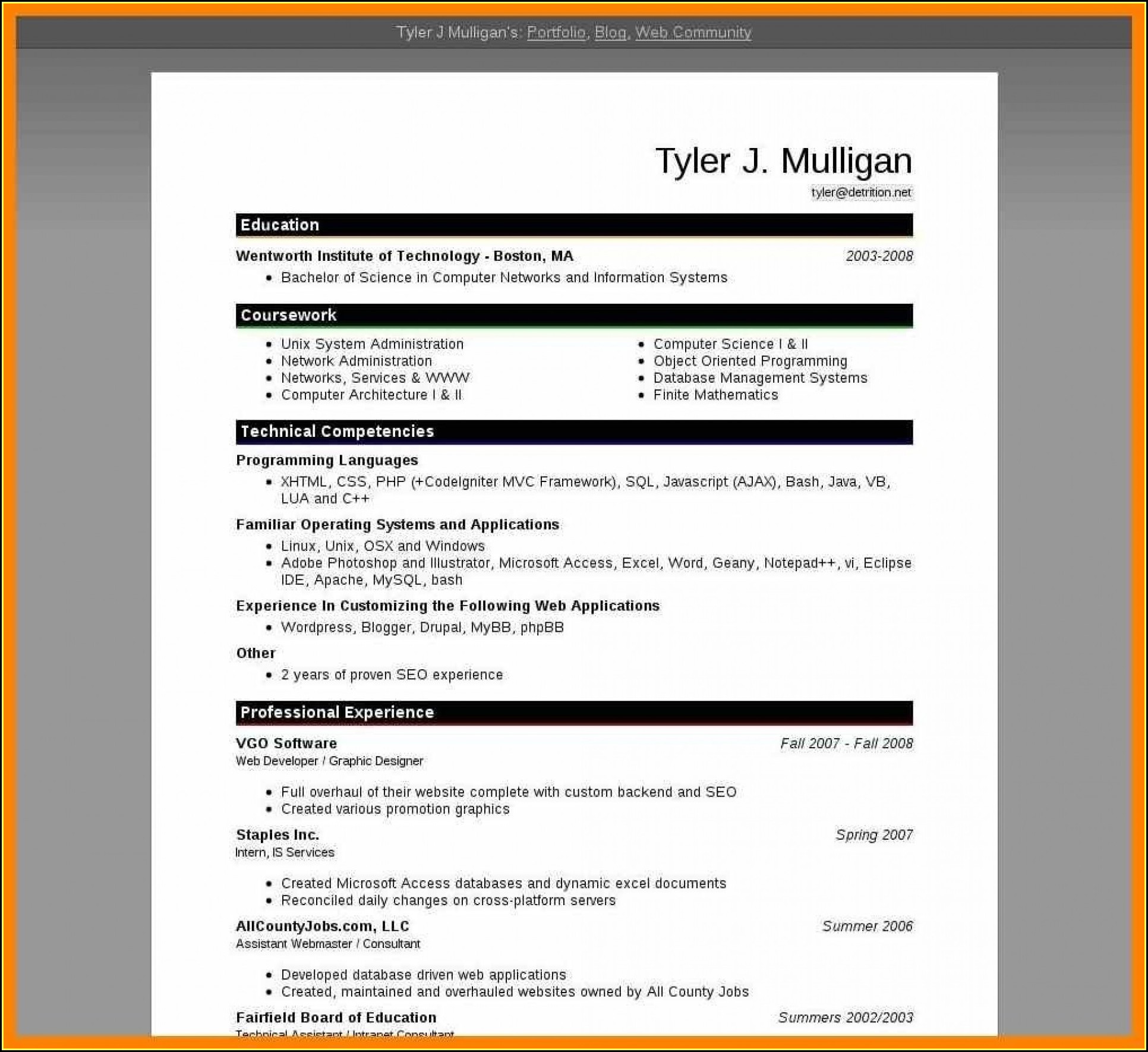 Resume Templates Microsoft Word 2007 Free Download