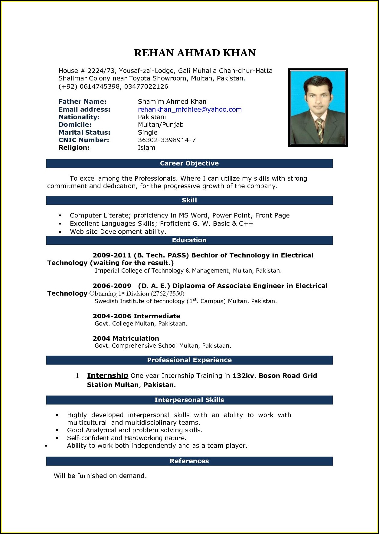 Resume Templates Microsoft Word Free Download