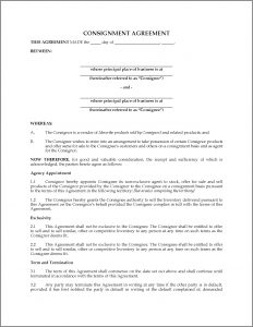Consignment Contract Template Canada