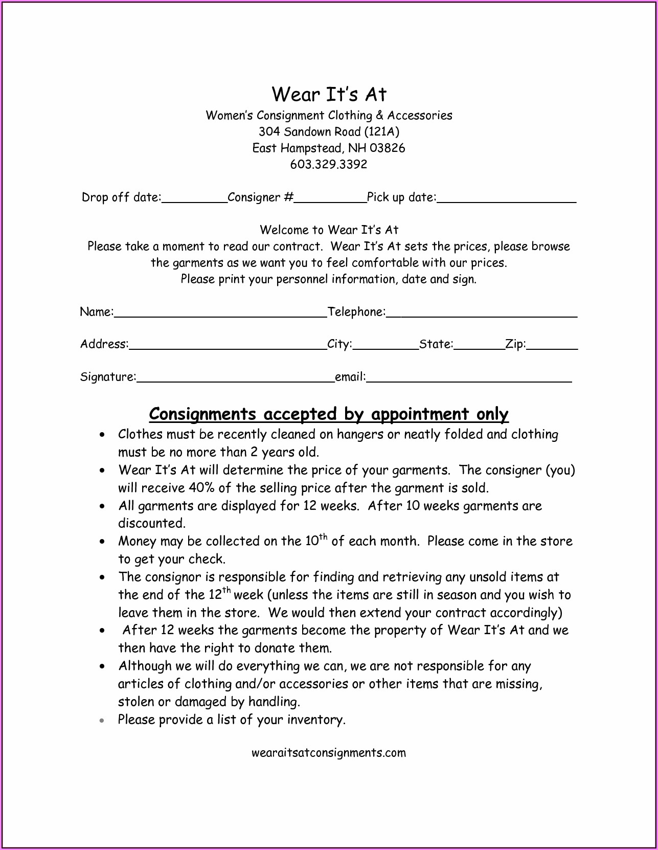 Consignment Contract Template