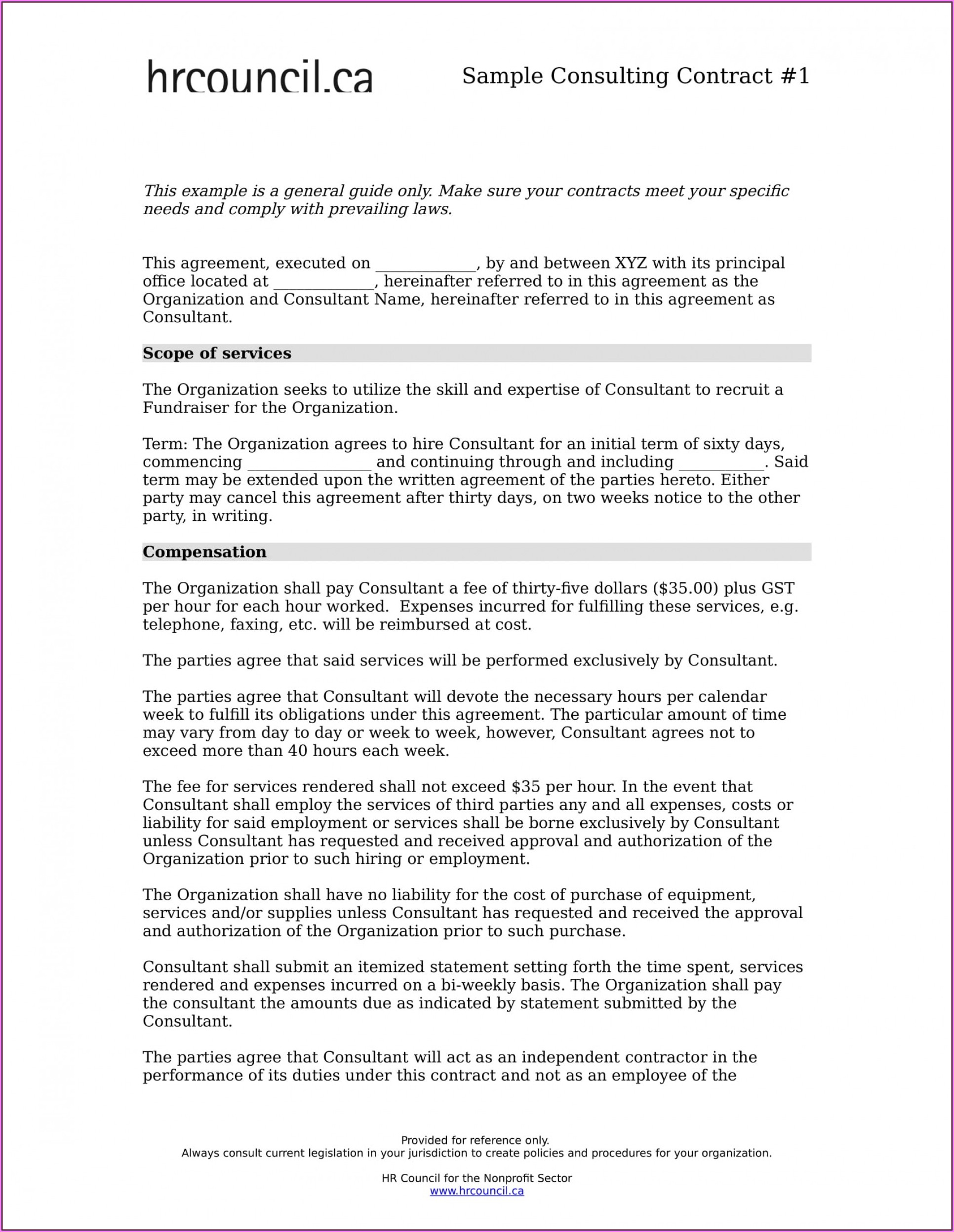 Consultant Agreement Template Canada