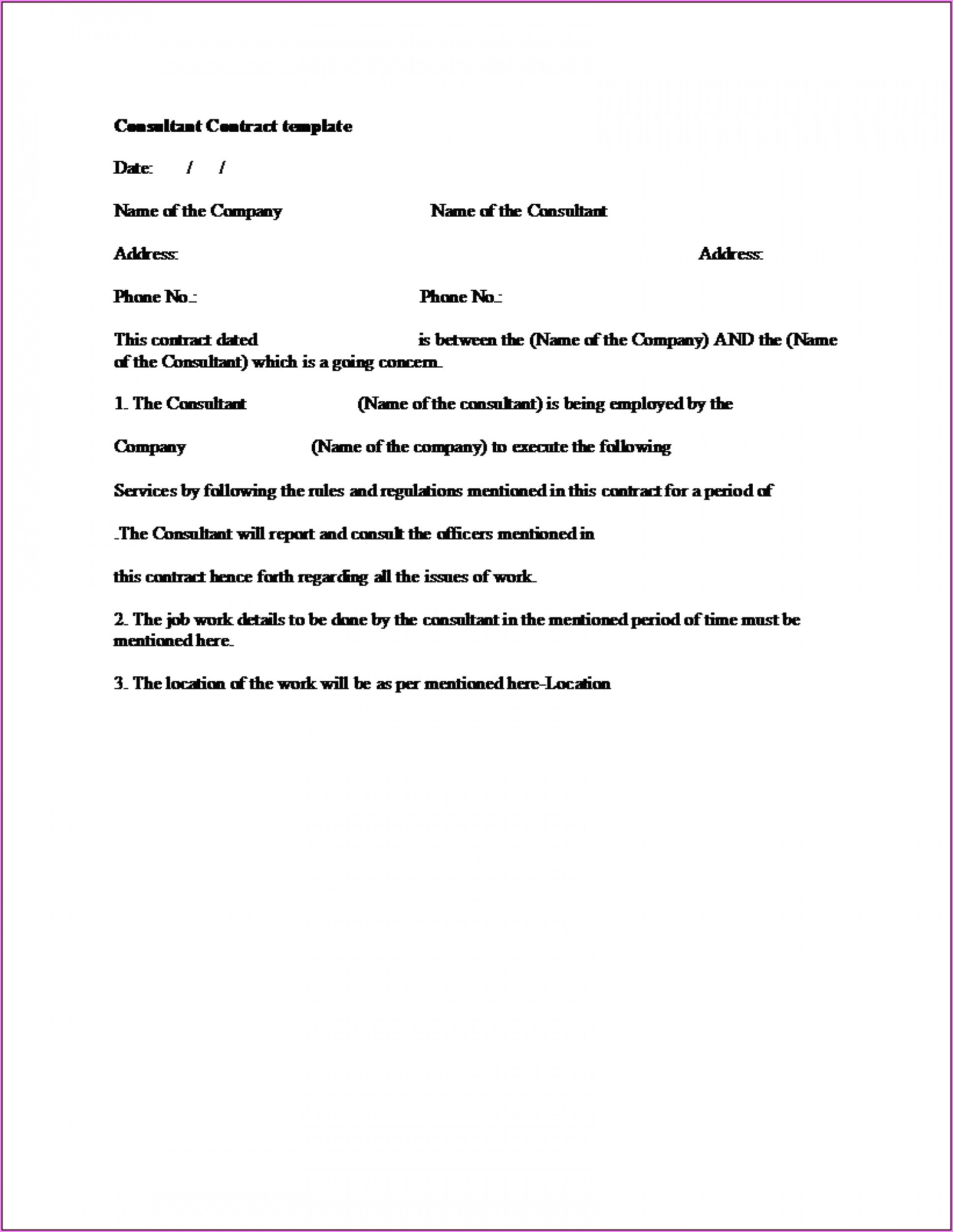 Consultant Agreement Template Free