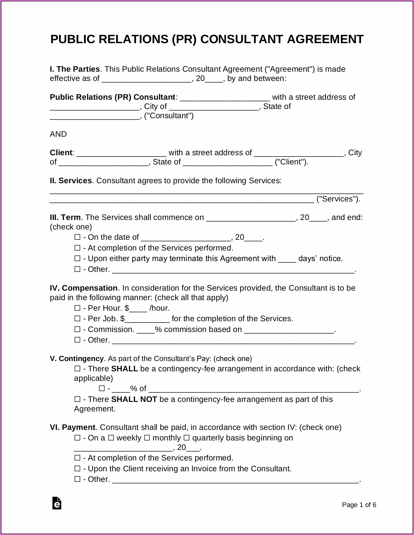 Consultant Agreement Template Pdf