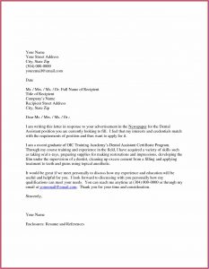 Dental Assistant Resume Cover Letter Template