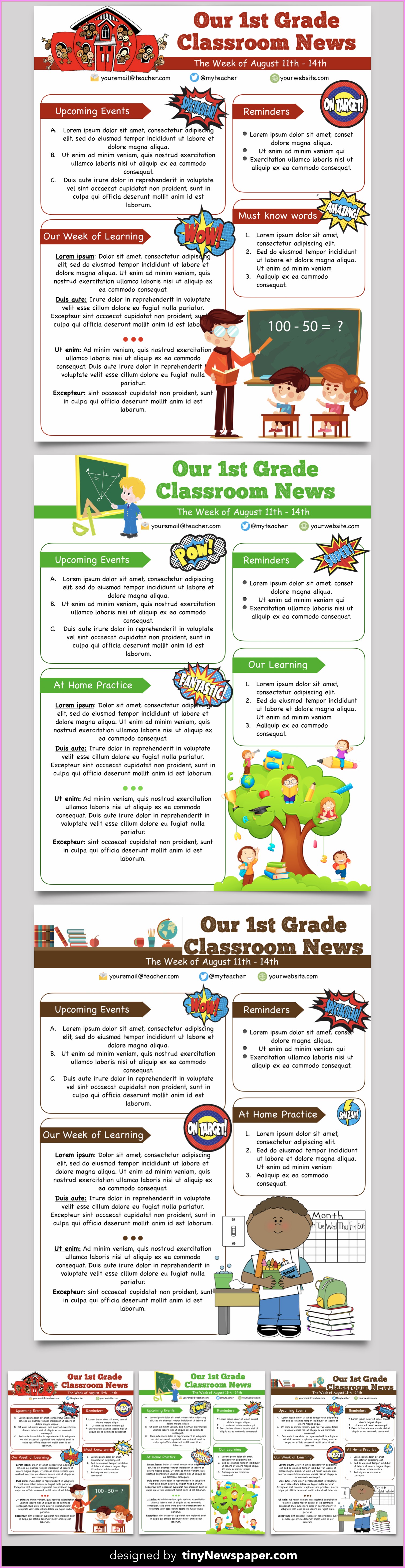 Editable Newsletter Template Elementary