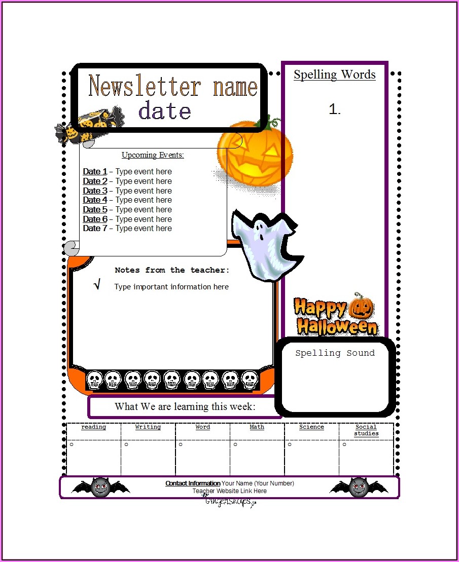 Editable Newsletter Template For Preschool