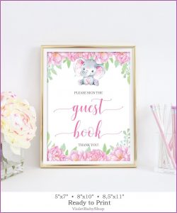 Elephant Baby Shower Guest Book Template