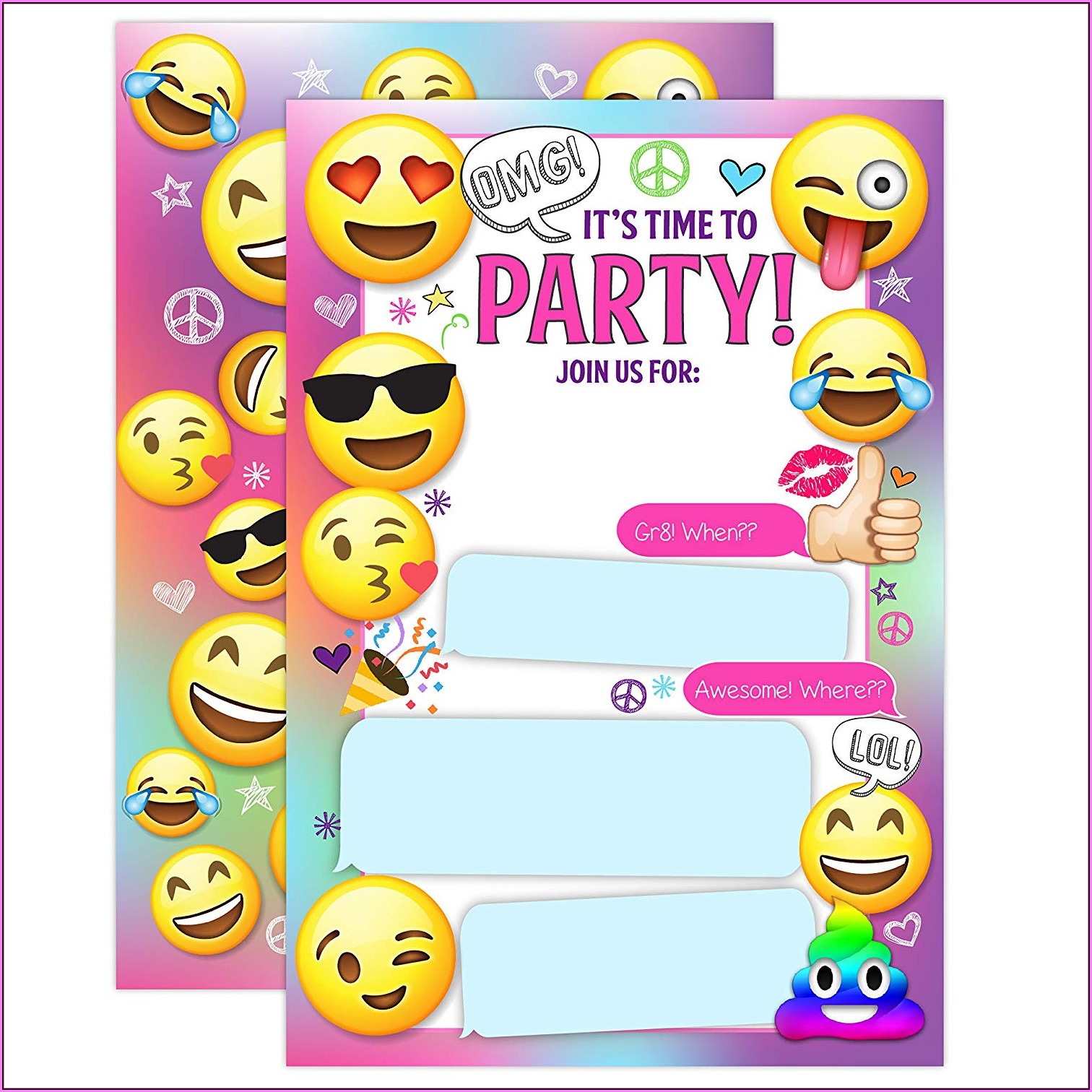 Emoji Editable Birthday Invitations Templates Free