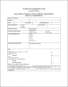 Equipment Rental Agreement Template Bc