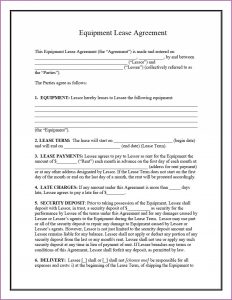 Equipment Rental Agreement Template Pdf