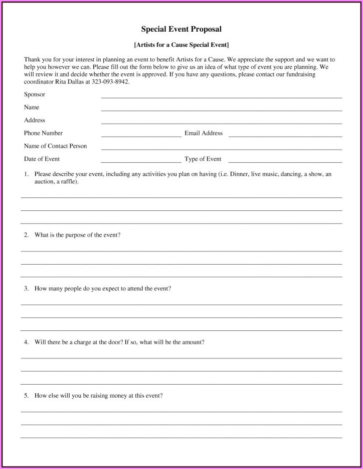 Event Planning Proposal Template Free