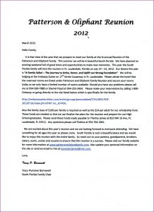 Family Reunion Information Letter Template
