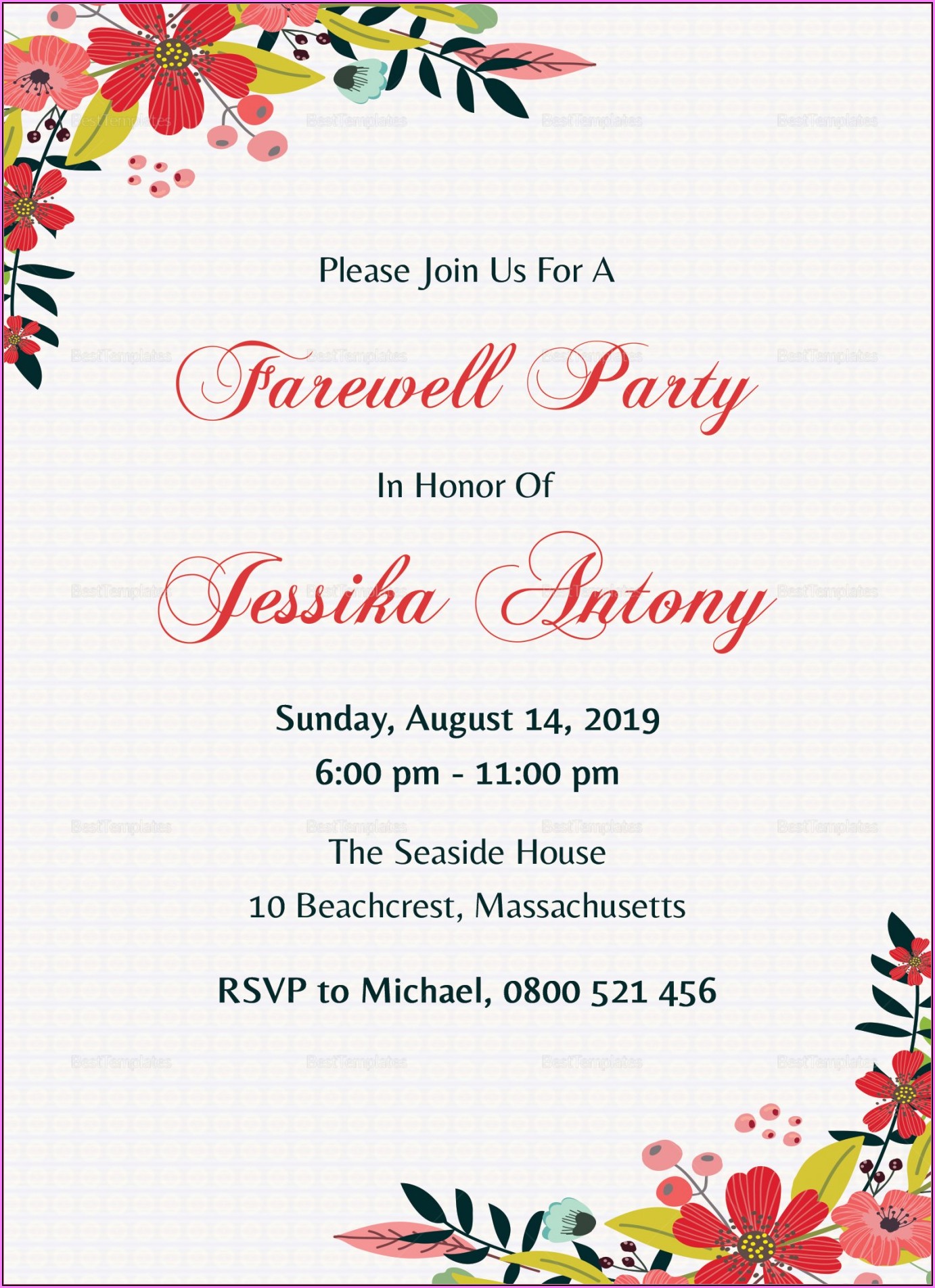 Farewell Party Invitation Card Template Free