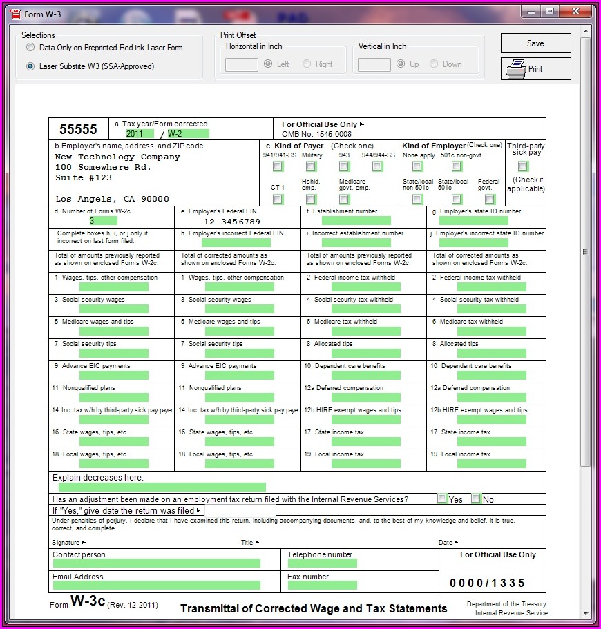 Fillable Form W 2c