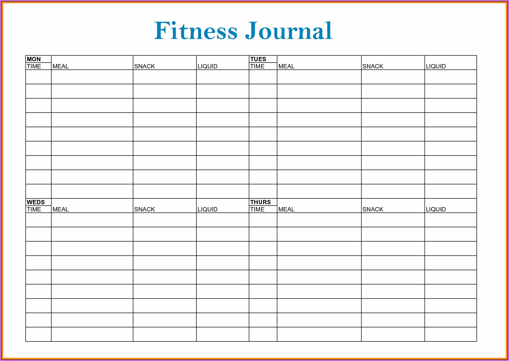 Fitness Journal Template