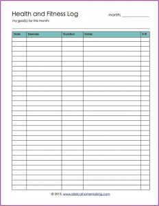 Fitness Log Template Free