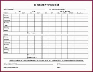 Free Bi Weekly Timesheet Template