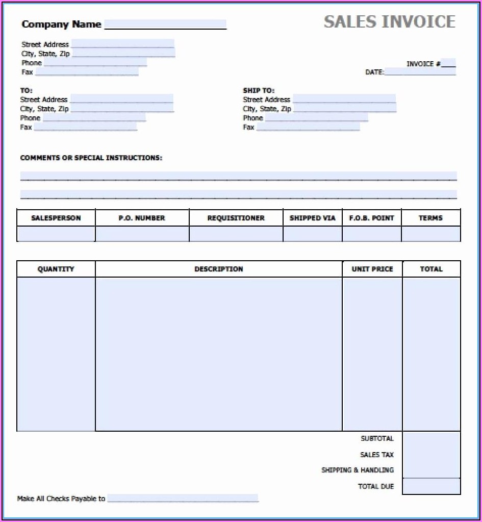 Free Cash Invoice Template Excel